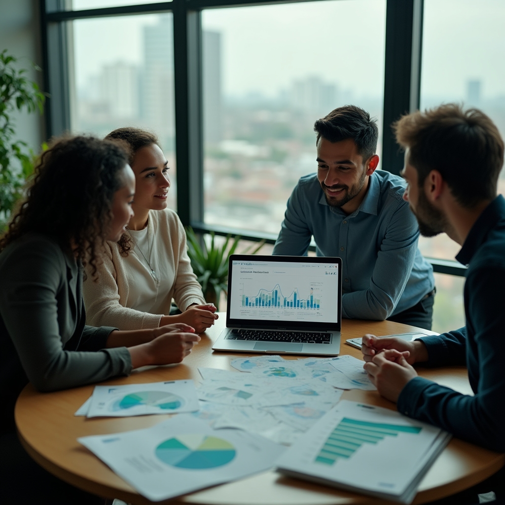 Equipo diseñando una estrategia de retención de miembros para un centro de negocios